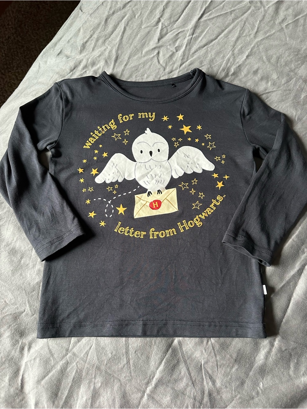 Little Sleepies Black Long-Sleeve Tee with White Owl and Yellow Stars